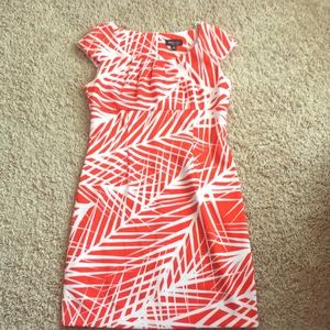 Orange and white sheath dress